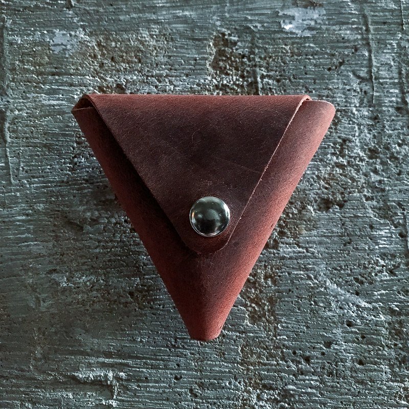 【Triangle Coins Bag - No-Stitching Leather Pack】BSP050 - เครื่องหนัง - หนังแท้ สีนำ้ตาล