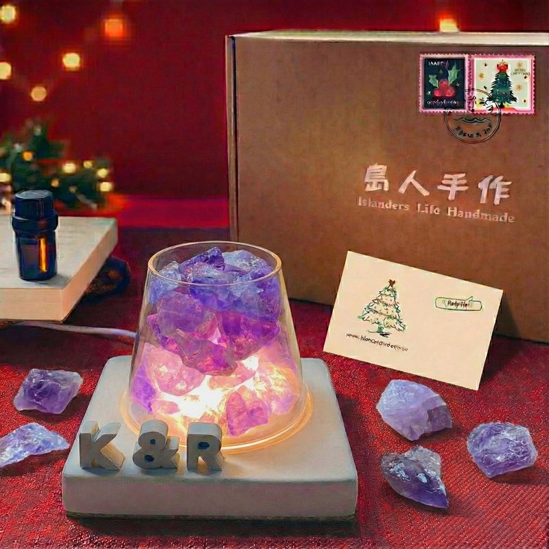 エナジーアロマクリスタルマウンテン【アメジストの調和と集中】クリスタルギフト用の箱-(セメント文字は追加購入が必要です) - アロマ・線香 - クリスタル パープル