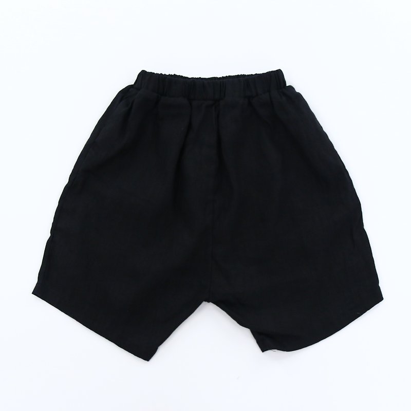 Boys and girls cotton Linen pants - black - กางเกง - ผ้าฝ้าย/ผ้าลินิน สีดำ