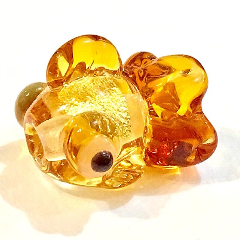 Golden Amber Glitter Gold Gold Fish (Single) - Other - Glass Yellow