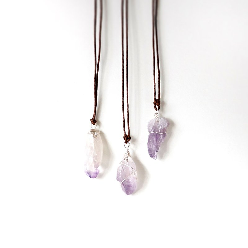天然紫水晶頸繩／項鍊，二月份生日石 - 項鍊 - 寶石 紫色