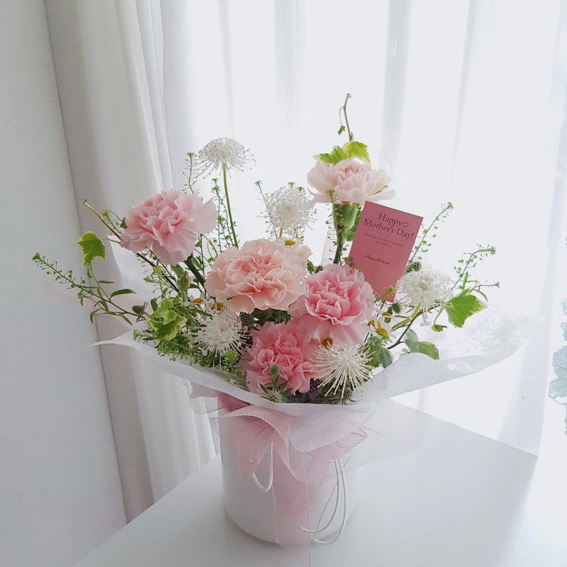 鮮花 西門町自取。Love媽咪 春與時光∣粉杏色系康乃馨 鮮花盆花M - 植栽/盆栽 - 植物．花 粉紅色