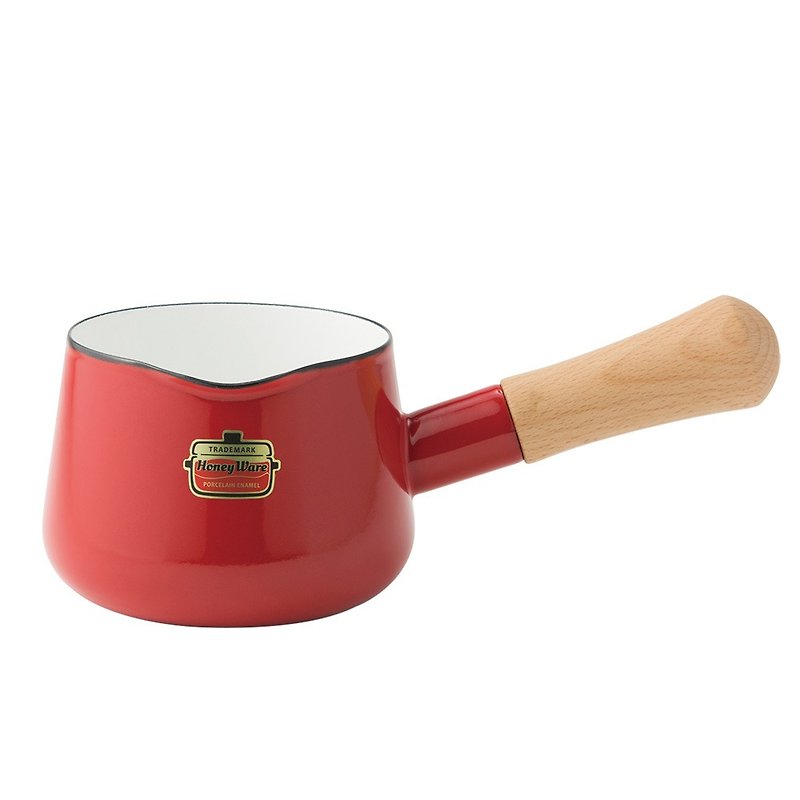 12cm single handle 珐琅 milk pot 0.75L - warm red - Cookware - Enamel 