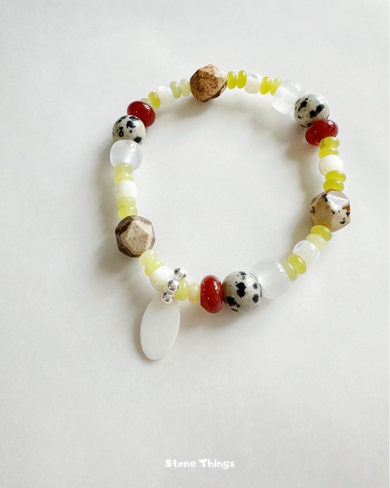 Zebra Jasper Jade Agate Crystal Stone Bracelet|Original Design|Japanese Garden - สร้อยข้อมือ - คริสตัล สีเขียว