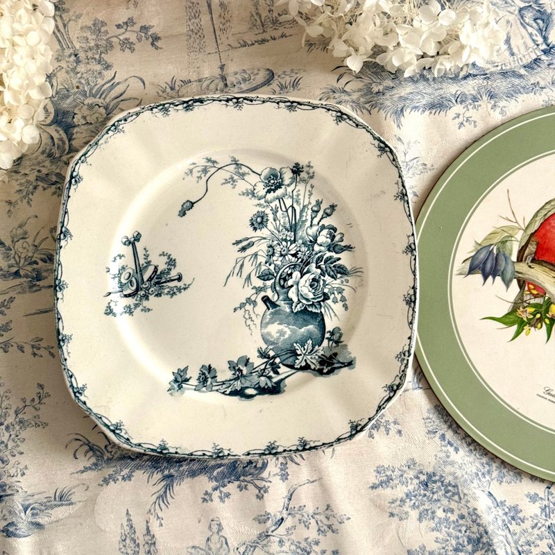 40515- 罕見法國K&G Luneville四方型餐盤 CHAMPÉTRE系列 23.5cm - 盤子/餐盤/盤架 - 瓷 