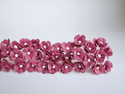 makemefrompaper paper flower, 100 pcs. small DIY hydrangea paper, size 1.5 cm., red wine color