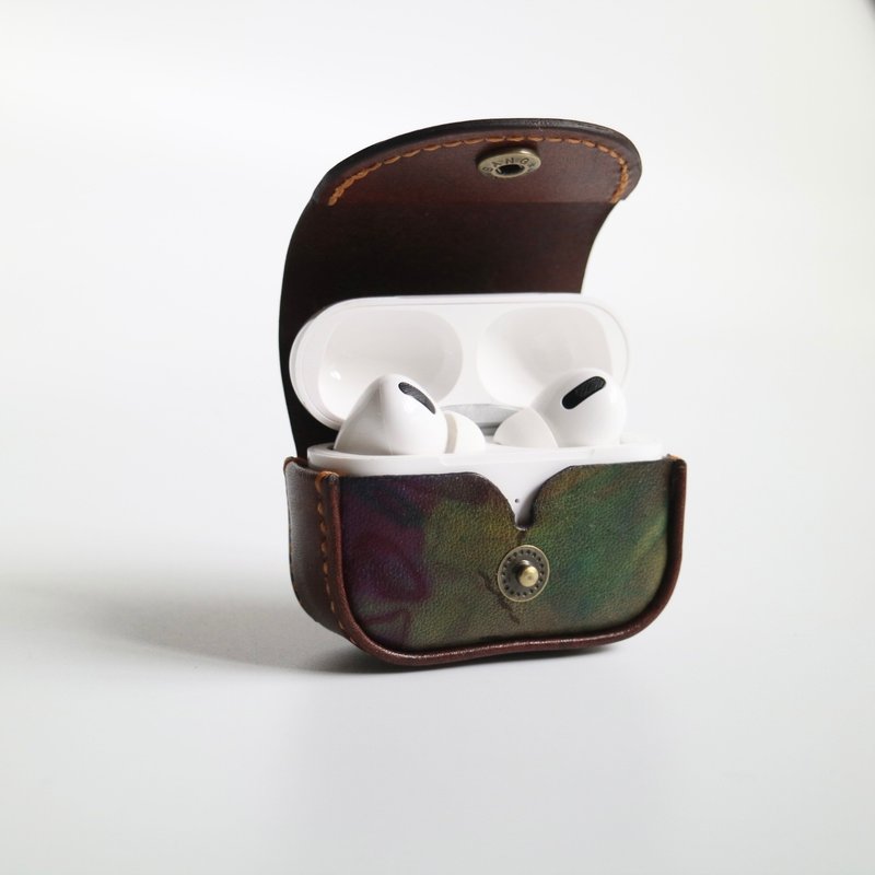 AirPods pro 2 皮革保護套 保護殼 收納皮套 ----陳酒 - AirPods/耳機保護套 - 真皮 咖啡色