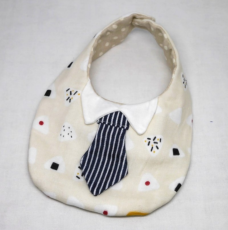 Japanese Handmade 8-layer-gauze Baby Bib / with tie - スタイ - コットン・麻 ホワイト
