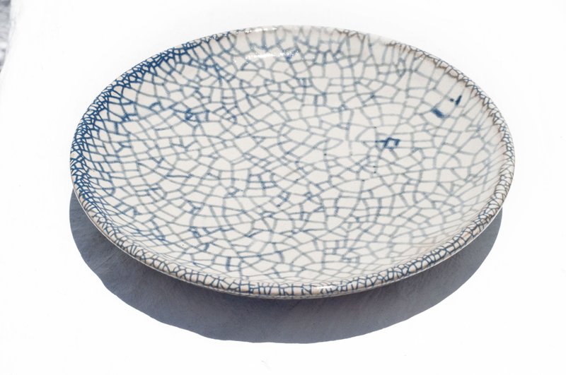Hand-painted Mediterranean style ceramic dish ceramic ornament dish Moroccan style soap dish incense station-iceberg blue - จานเล็ก - ดินเผา สีน้ำเงิน