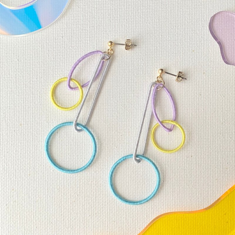 Hoop hoop pierced Clip-On[light blue] - ต่างหู - ผ้าฝ้าย/ผ้าลินิน หลากหลายสี