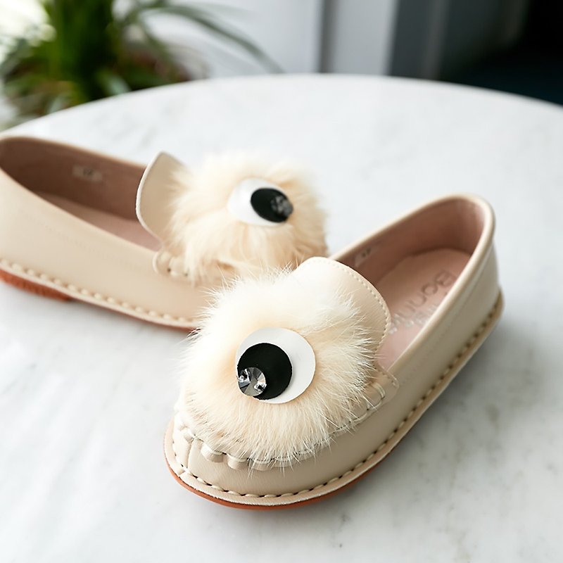 Hairy Eyeball Loafers-Almond Rice - Kids' Shoes - Genuine Leather 