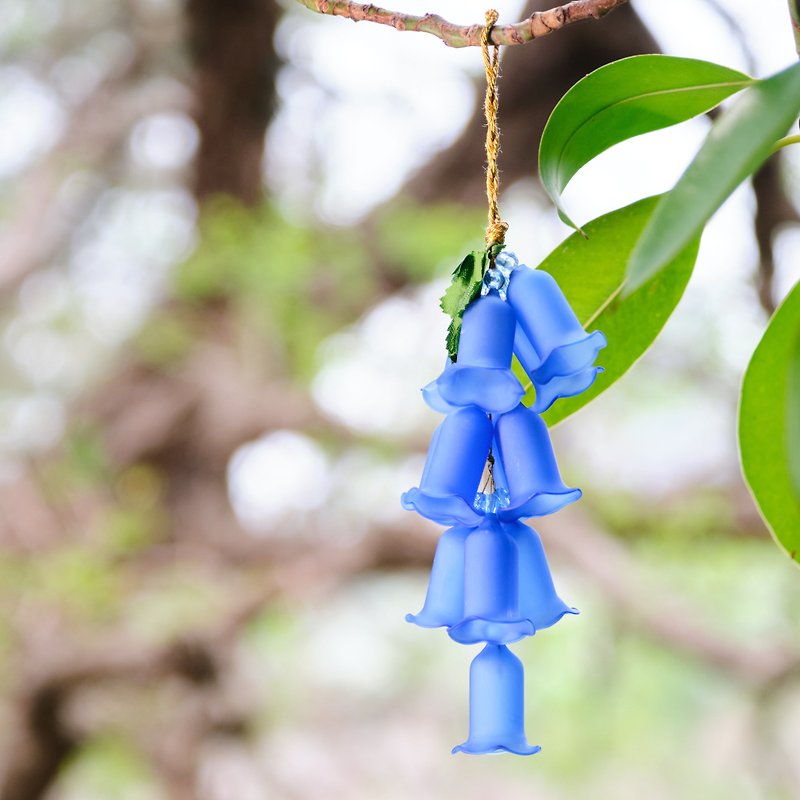 Summer Blue Flower Bell Blue Flower Glass Wind Chime Japanese Wind Chime - Items for Display - Glass Blue