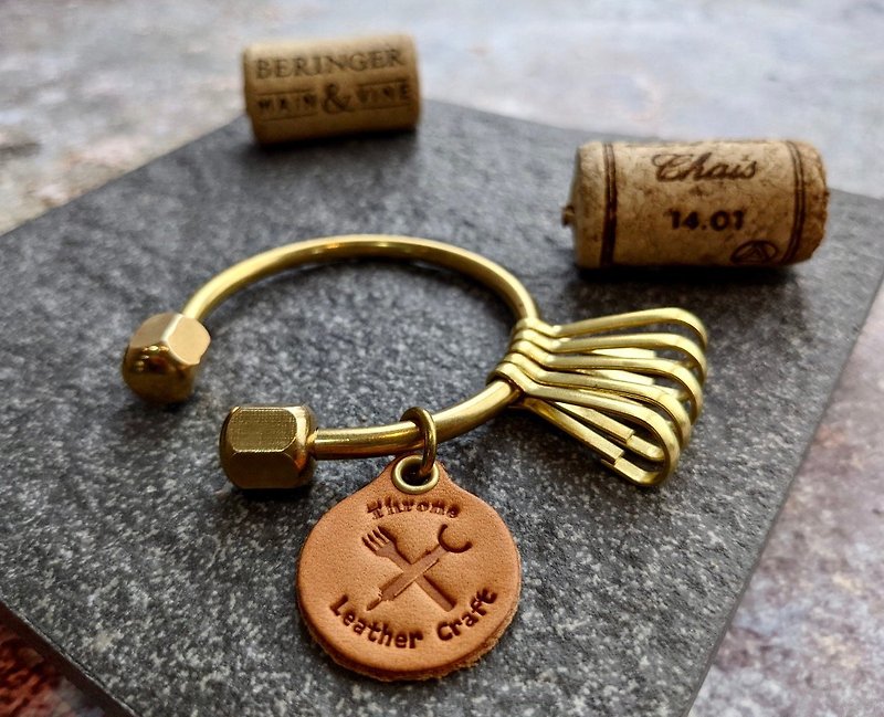 Pure Bronze Key Ring【Free Laser Engraving】Solid O-shaped Bronze Graduation Gift Birthday Gift - Keychains - Copper & Brass Orange