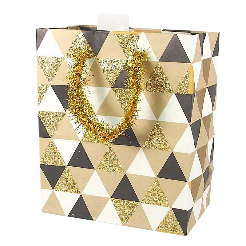Geometric Triangle Glitter Bag 【Hallmark-Gift Bag/Paper Bag】 - วัสดุห่อของขวัญ - กระดาษ สีทอง