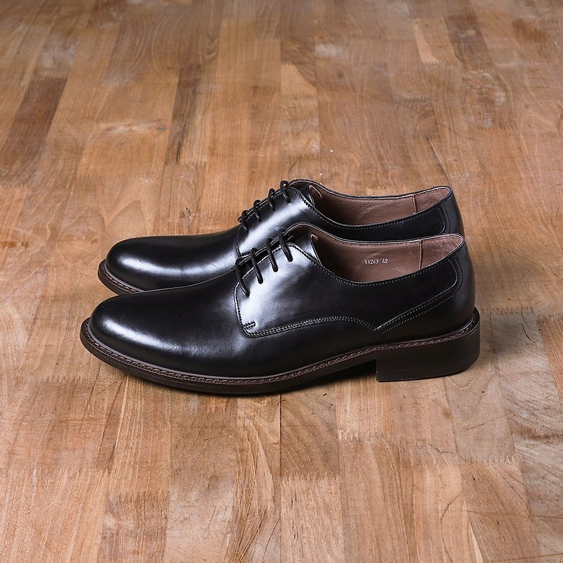 Vanger Derby Leather Shoes-Va263 Black - รองเท้าหนังผู้ชาย - หนังแท้ สีดำ