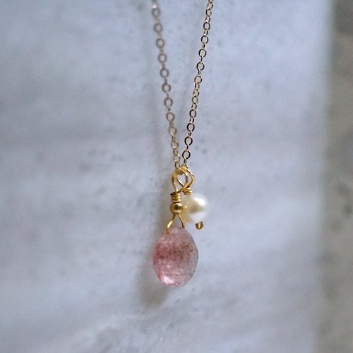 ITS jewelry ITS-N107【雙寶石・14kgf項鍊】草莓晶珍珠項鍊