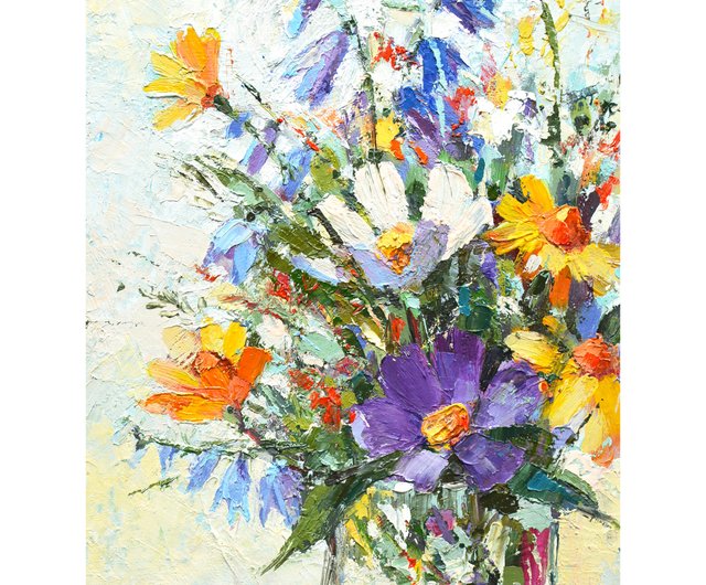 草原の花 原画 油彩 インパスト 20x15cm モダンアート 現代美術