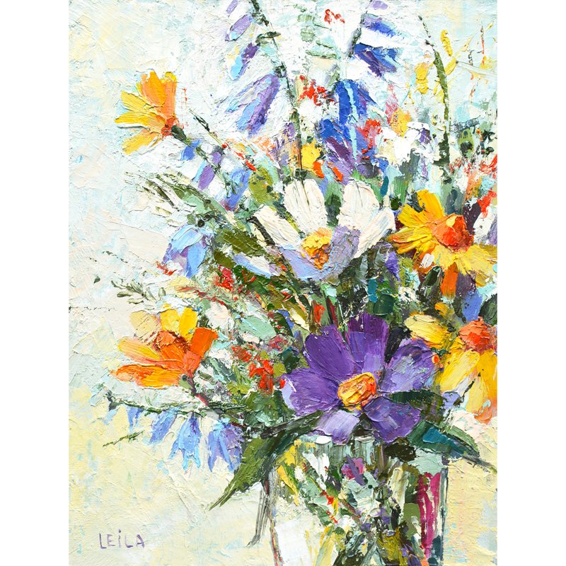 草甸花原創油畫厚塗 20x15 公分現代藝術當代 - 插畫/繪畫/寫字 - 其他材質 紫色
