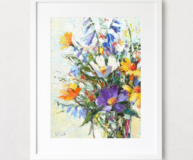 草原の花 原画 油彩 インパスト 20x15cm モダンアート 現代美術