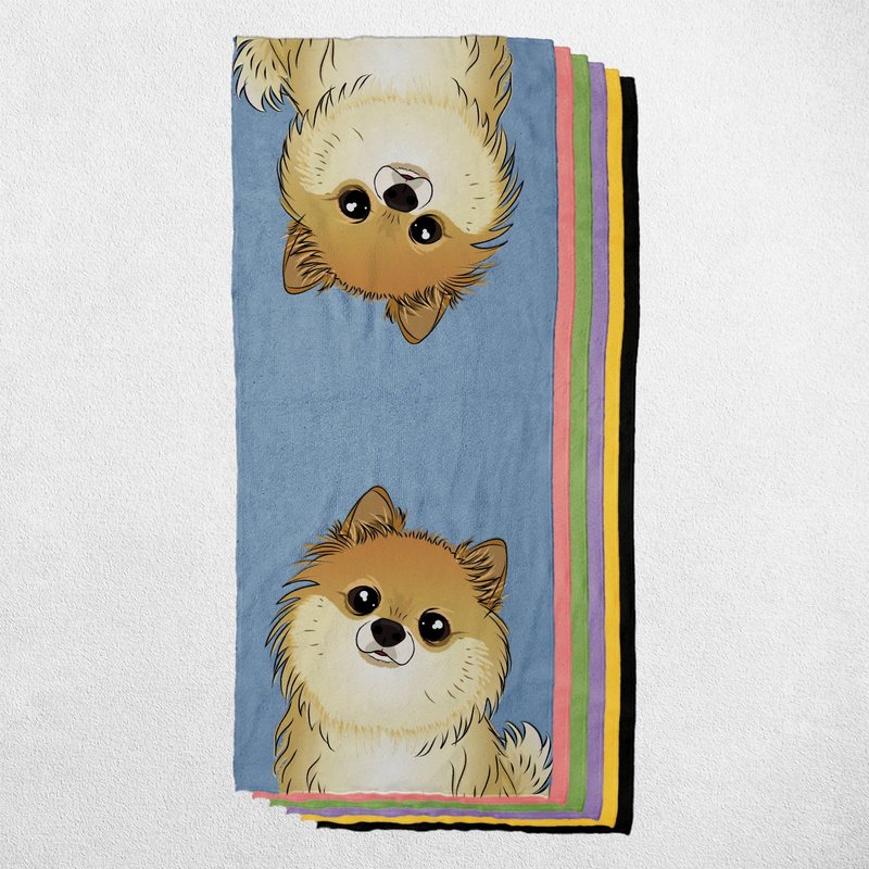 博美 松鼠犬 2毛色 寵物犬貓圖樣 毛巾/方巾/運動毛巾 多圖樣可選 - 寵物沐浴乳/洗毛精 - 棉．麻 多色