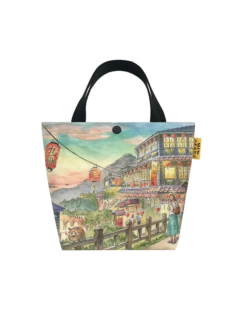 Sunny Bag-Locomotive Yanfang-Tote Bag-Jiufen Shuqi Road Teahouse Night View - Handbags & Totes - Other Materials 