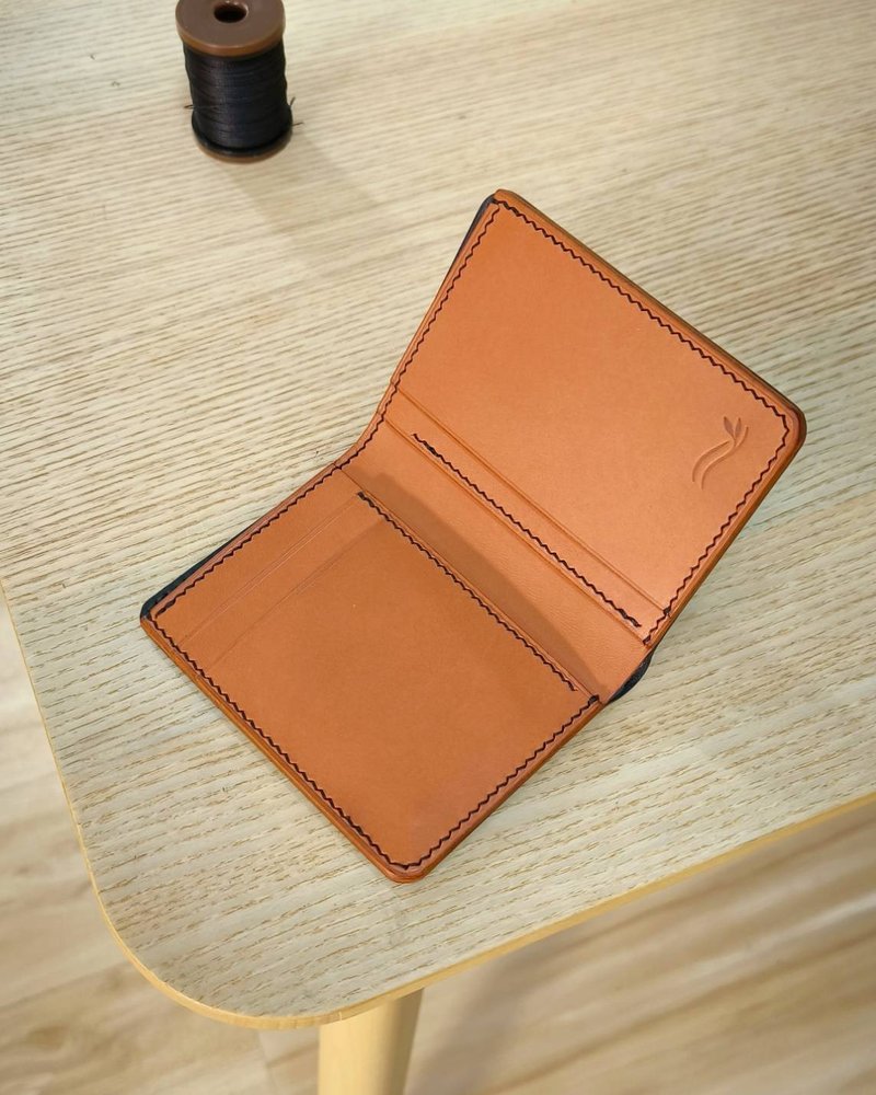 Minimal Handmade Slim Card Holder & Wallet - 錢包/皮夾/長短夾 - 真皮 咖啡色