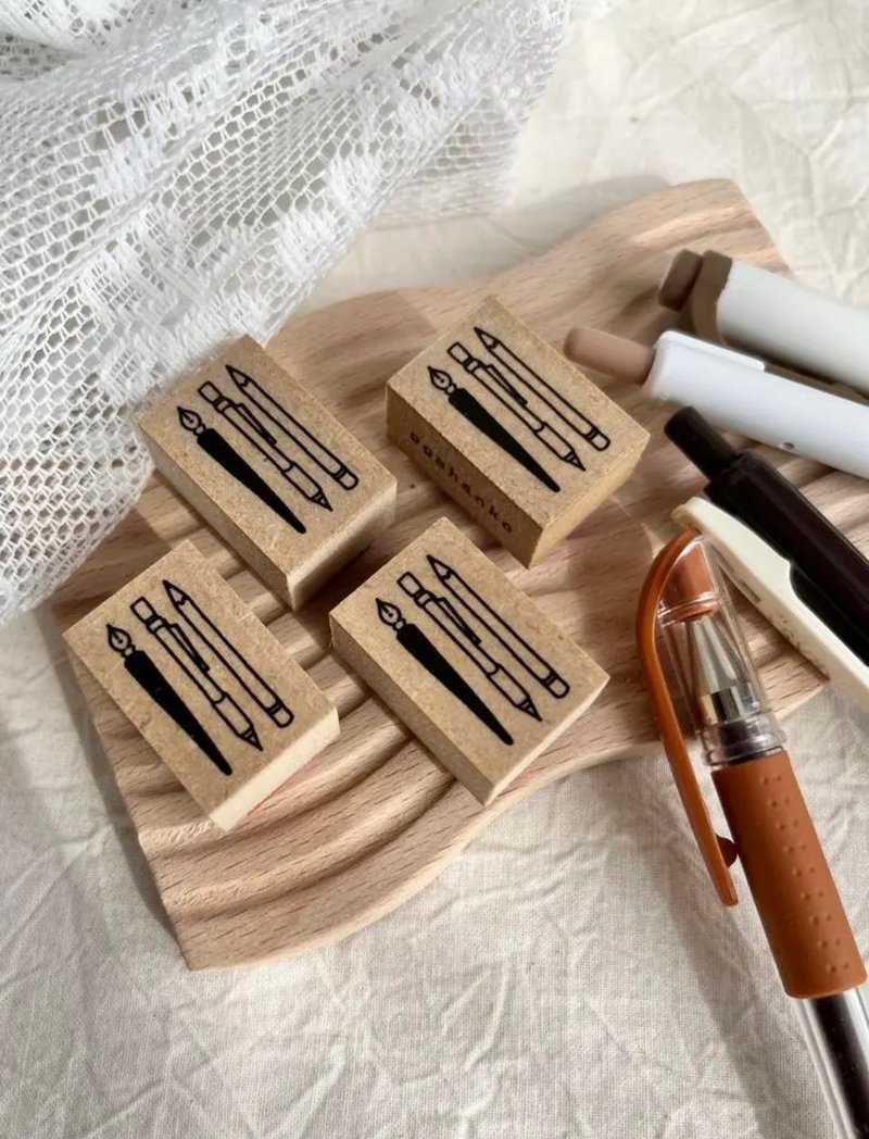 rubber STAMP【  pens 】wood stamp - Stamps & Stamp Pads - Rubber 