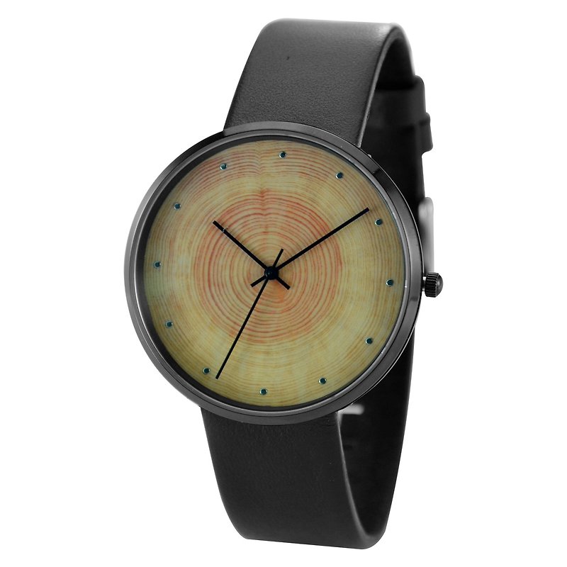 年輪時計ブラックラージユニフォームユニセックスデザイン世界中送料無料 - 腕時計 ユニセックス - ステンレススチール ブラック