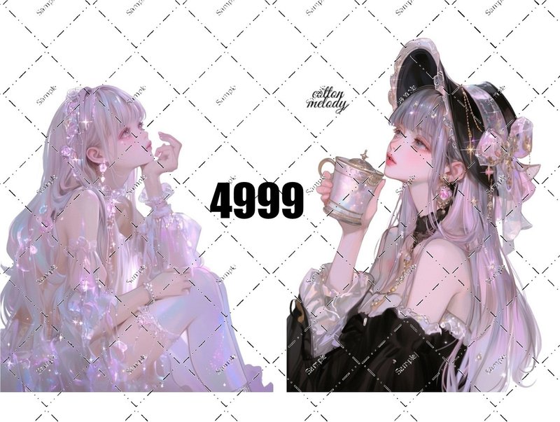 original sticker no.4999 人物ステッカー オリジナルステッカー オリジナル人物ステッカー 装飾ステッカー cotton melody - 貼紙 - 紙 