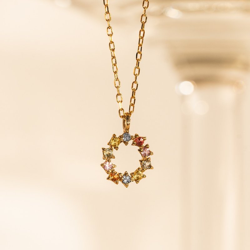 Japanese K10 K18 nana necklace colored natural Gemstone - Necklaces - Gemstone Multicolor
