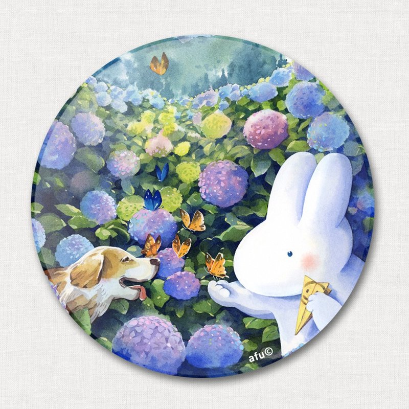 afu陶瓷吸水杯墊-繡球花園的訪客 - 杯墊 - 陶 