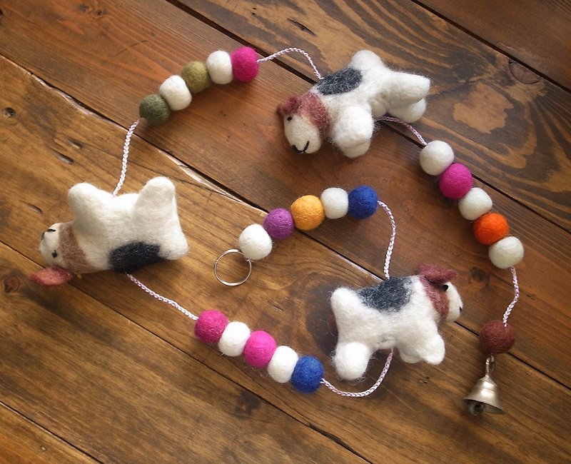 Animal Dog Bell Long Hanging, Home Decor, Felt Mushroom, Housewarming gift - Other - Wool Multicolor