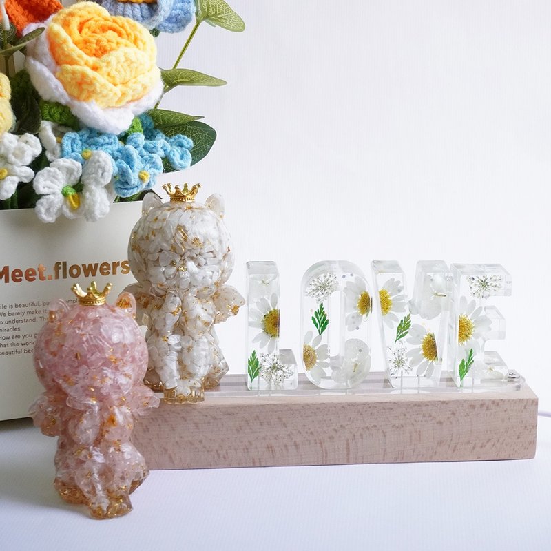 【Hourrae荷萊】守護小天使 水晶擺件 LOVE燈座 - 擺飾/家飾品 - 水晶 多色