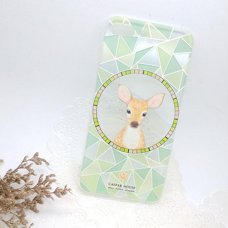 Mosaic Animal phone case - Deer - Phone Cases - Plastic Green