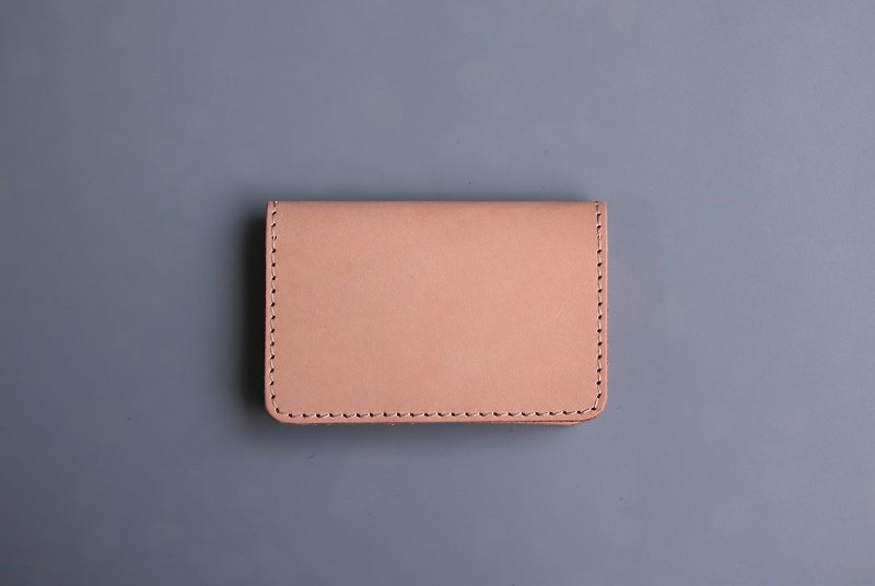 Double open leather business card holder / card holder / vegetable tanned leather primary color - ที่เก็บนามบัตร - หนังแท้ สีเทา
