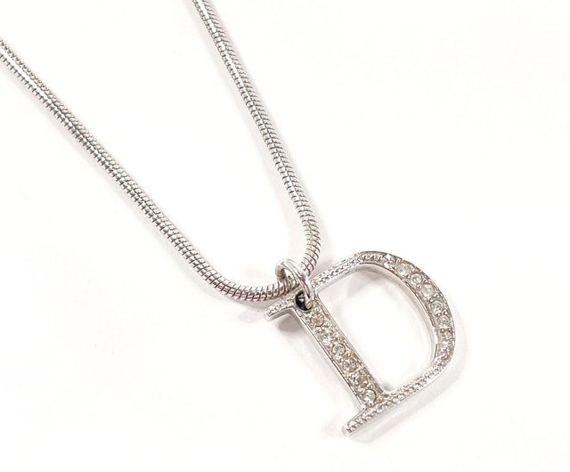 美品クリスチャンディオールネックレスメタルライトストーンシルバー