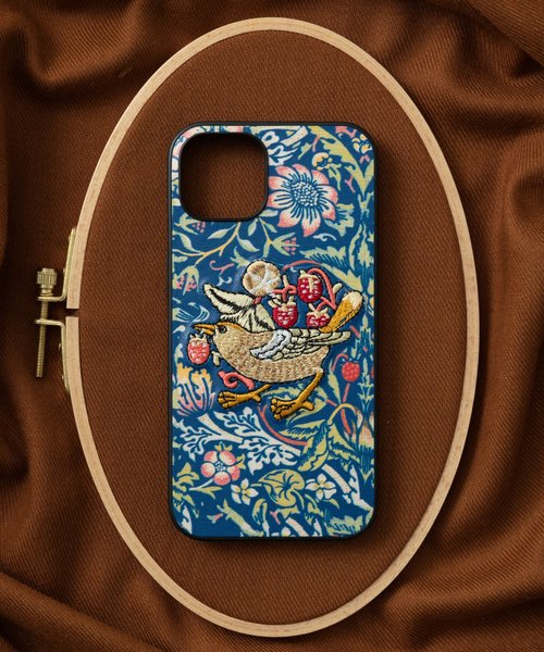jubileedesign 立體刺繍スマホケース iPhone12 PUレザー ウィリアムモリス 貓 動物 01:NAG1348