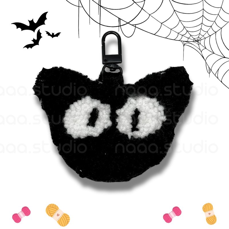 [Full set of DIY material package] Russian embroidery PUNCHNEEDLE l Halloween series-little black cat - Knitting, Embroidery, Felted Wool & Sewing - Cotton & Hemp Multicolor