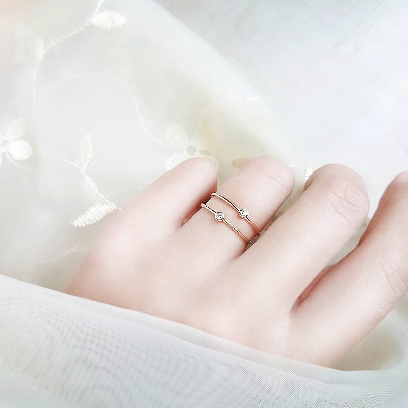 Yuanli. 14K natural diamond ring #5-#13 - แหวนทั่วไป - เพชร สีทอง