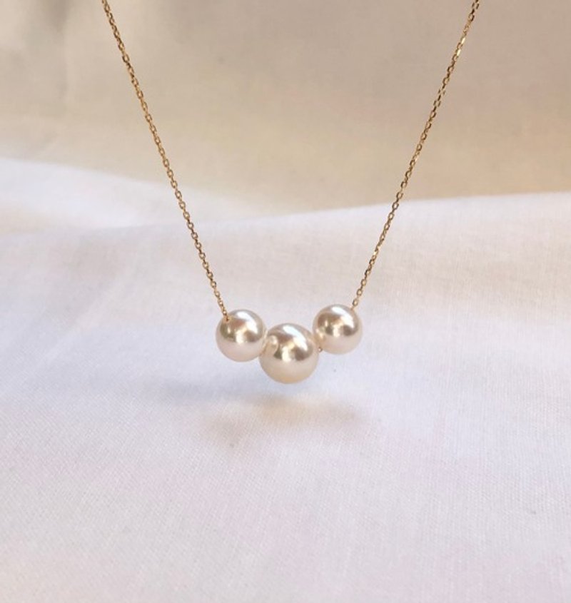 Akoya pearl Flower lover class necklace th - Necklaces - Pearl White