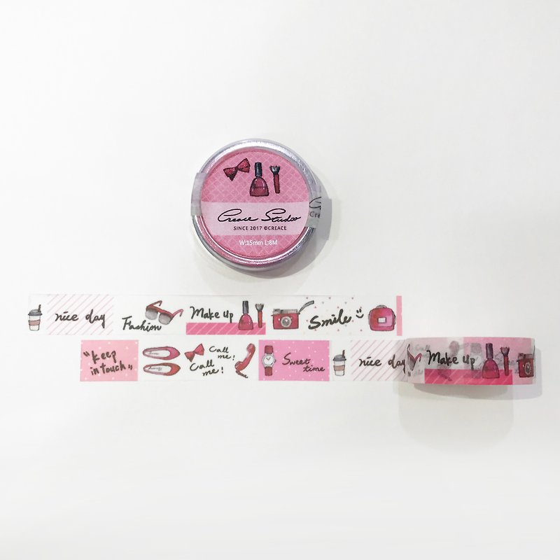 [Simple life series] pink sweetheart 15mm watercolor paper tape matte - Washi Tape - Paper Red