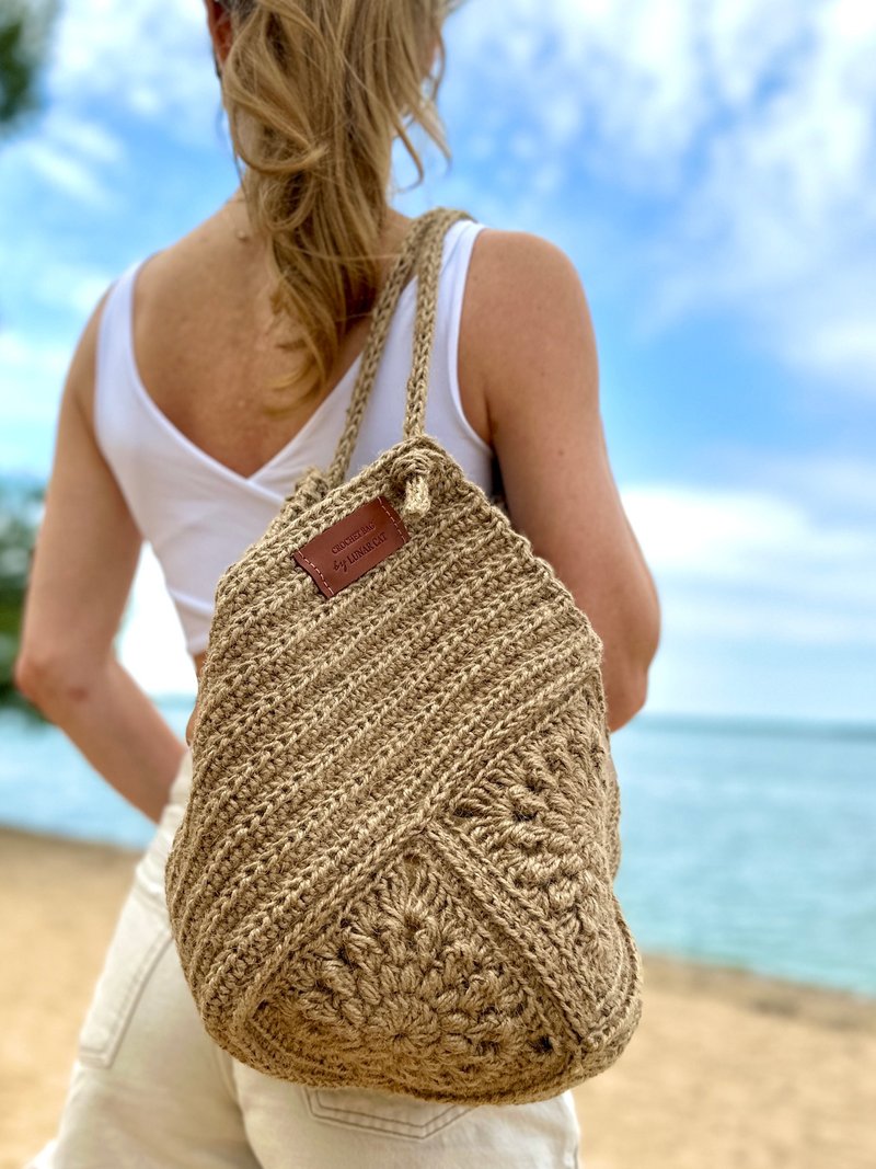 Crochet Jute Bag, Crochet Tote Bag, Crochet Shoulder Jute Bag, Reusable Bag - 手提包/手提袋 - 環保材質 