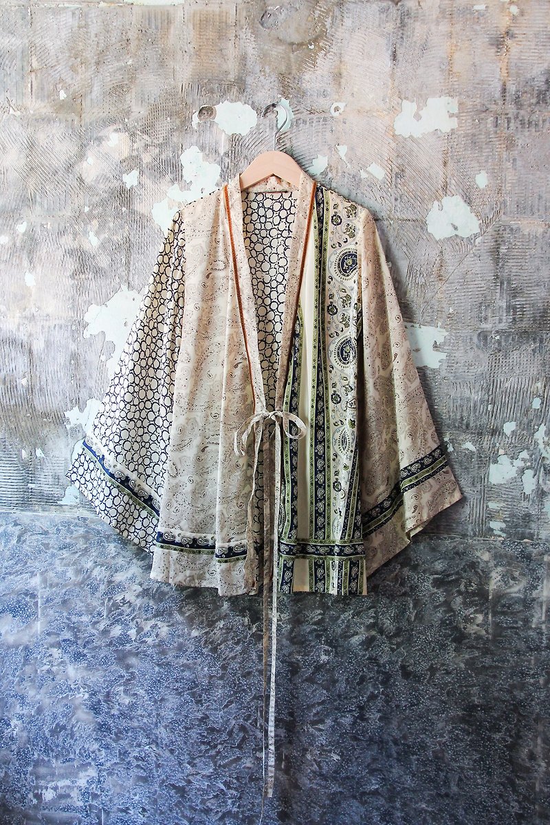 袅袅 department store-Vintage silk stitching amoeba print blouse retro - Women's Casual & Functional Jackets - Polyester 