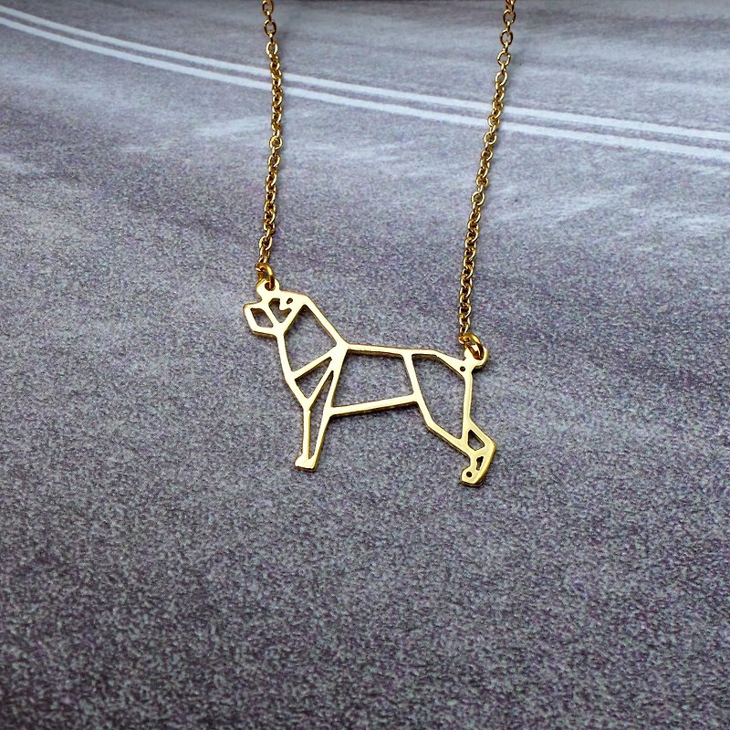 Rottweiler Dog Necklace, Origami Necklace, Pet gift for Best friend - 項鍊 - 銅/黃銅 金色
