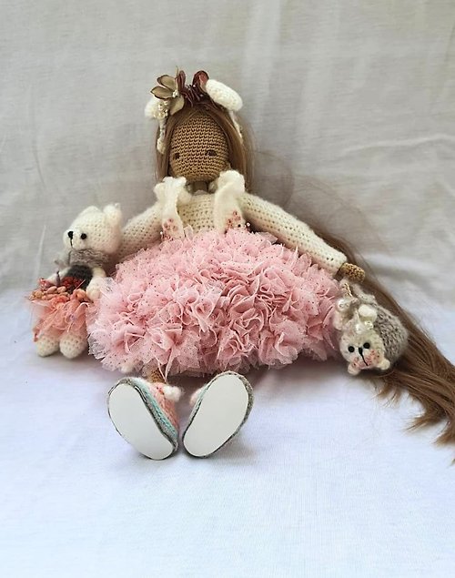 nn-handmade Crochet Doll Set-02 (with clothes)