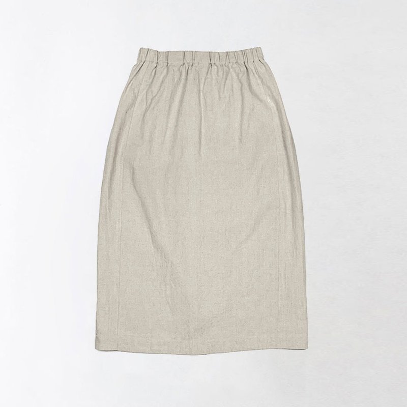Light Khaki. Straight wide skirt - กระโปรง - ผ้าฝ้าย/ผ้าลินิน 