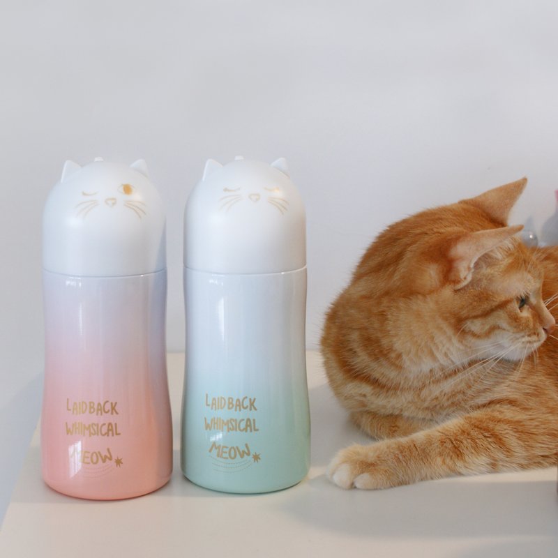 [DESTINO STYLE] Japan Miya cat thermos bottle cold bottle company goods cat slave must - กระบอกน้ำร้อน - สแตนเลส 
