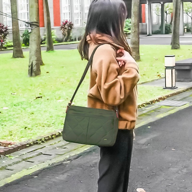 The most positive storage cross-body backpack with gourd pattern 22975 (classic green) - กระเป๋าแมสเซนเจอร์ - ไนลอน สีเขียว