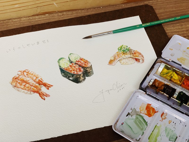 Joyce's Watercolor Sushi Canteen - Illustration, Painting & Calligraphy - Paper 