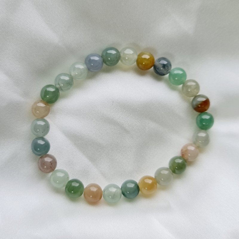 Super colorful ice multi-treasure bracelets | Natural Burmese jade A grade jadeite - สร้อยข้อมือ - หยก 